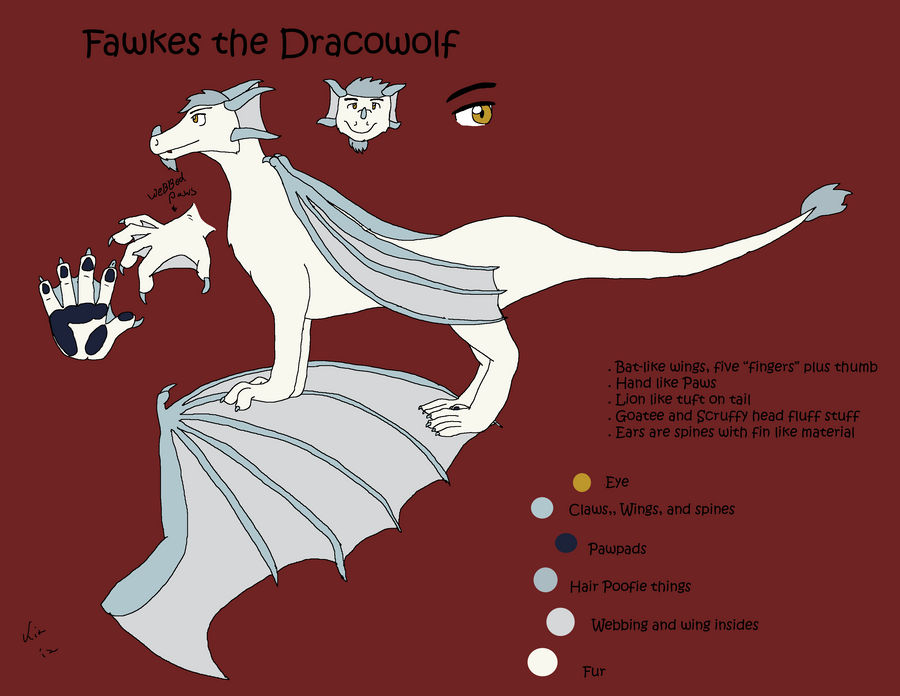 Fawkes the Draco-Wolf Char. Reference -BY Kit Ulf-