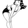 Bettie Page cartoon pin up