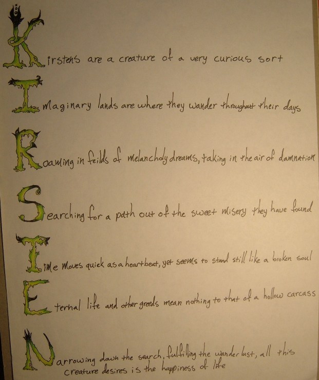 Acrostic Poem Kirsten By Keronu On Deviantart