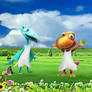 Dino ettes out in the garden