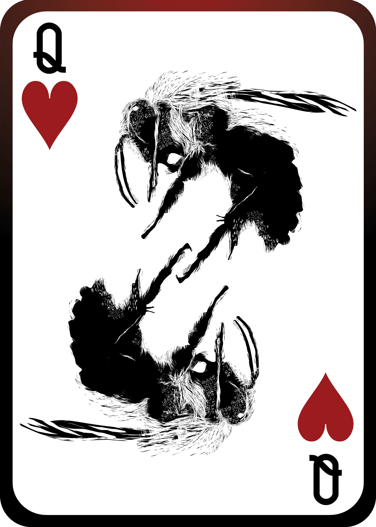 Bee Playing Card (Queen of Hearts)