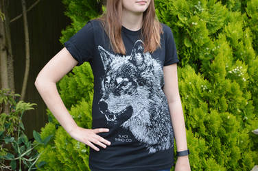 Female Model - Black Rhino Co. T-Shirt Design Wolf by JackSephton