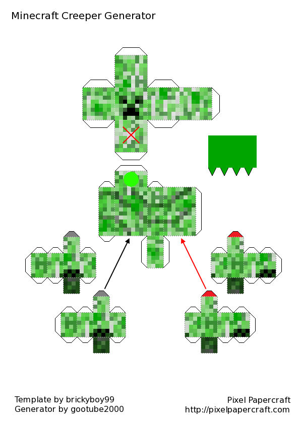Ninjatoes' papercraft weblog: Papercraft MineCraft Creeper