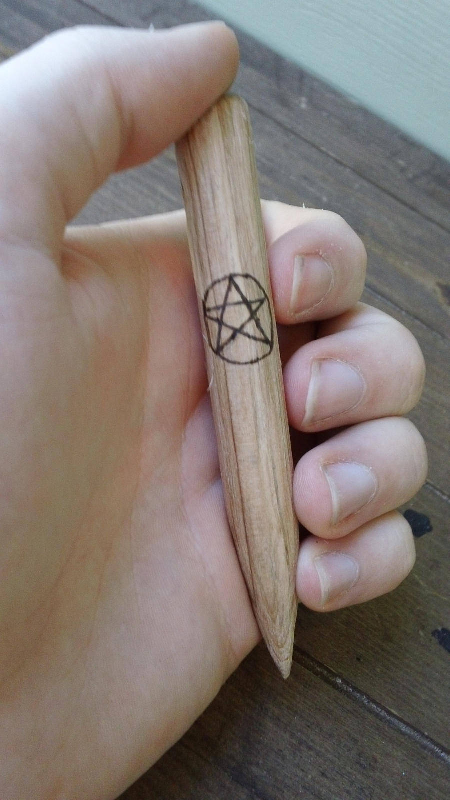 Pentacle Spell Stake made from Oak