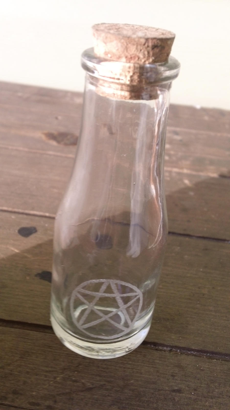 Etched Glass Pentacle Bottle