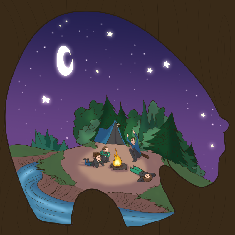 Illustration Friday - Camping by curiousdoodler