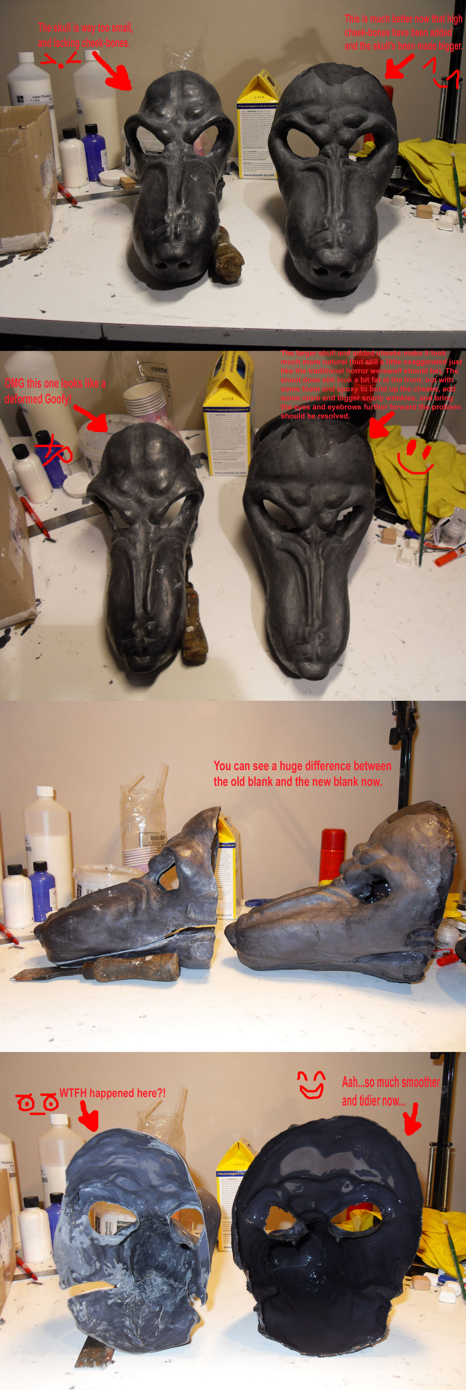 New werewolf mask WIP special: before and after