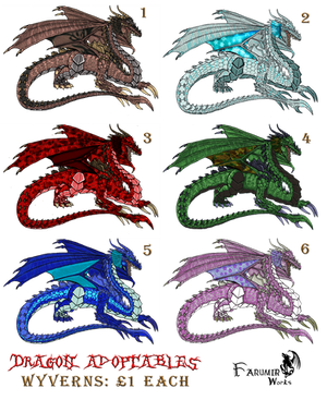 Wyvern Dragon adoptables - now available by Farumir