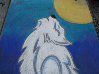 Chalk Art Howling Wolf