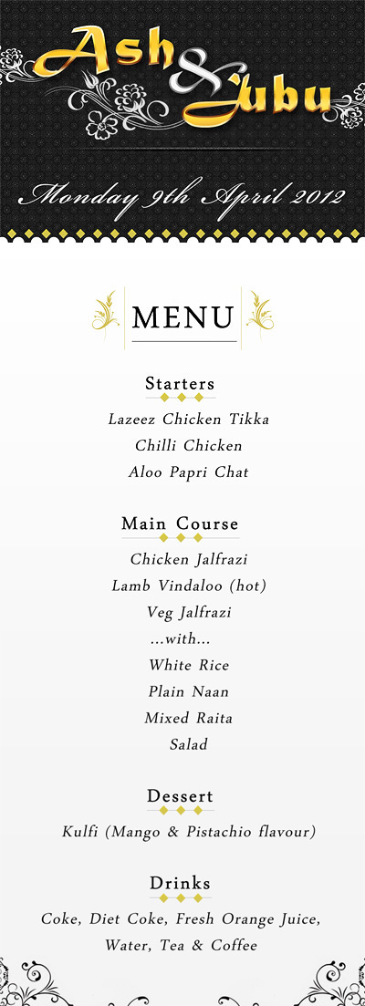 Wedding Menu