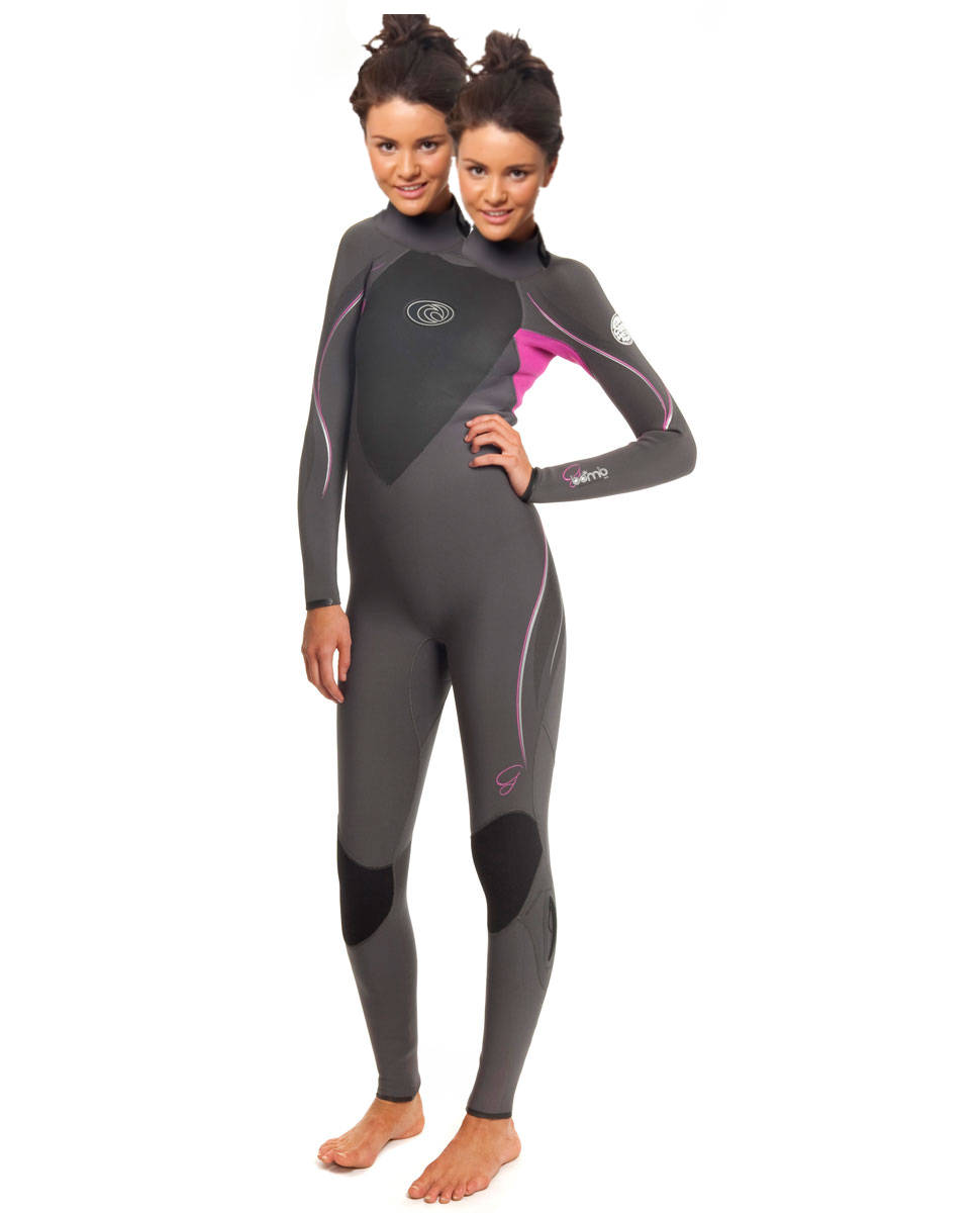 two headed girl in a full wetsuit