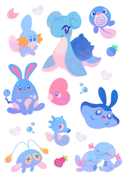Water Pokemon Stickers by ieafy