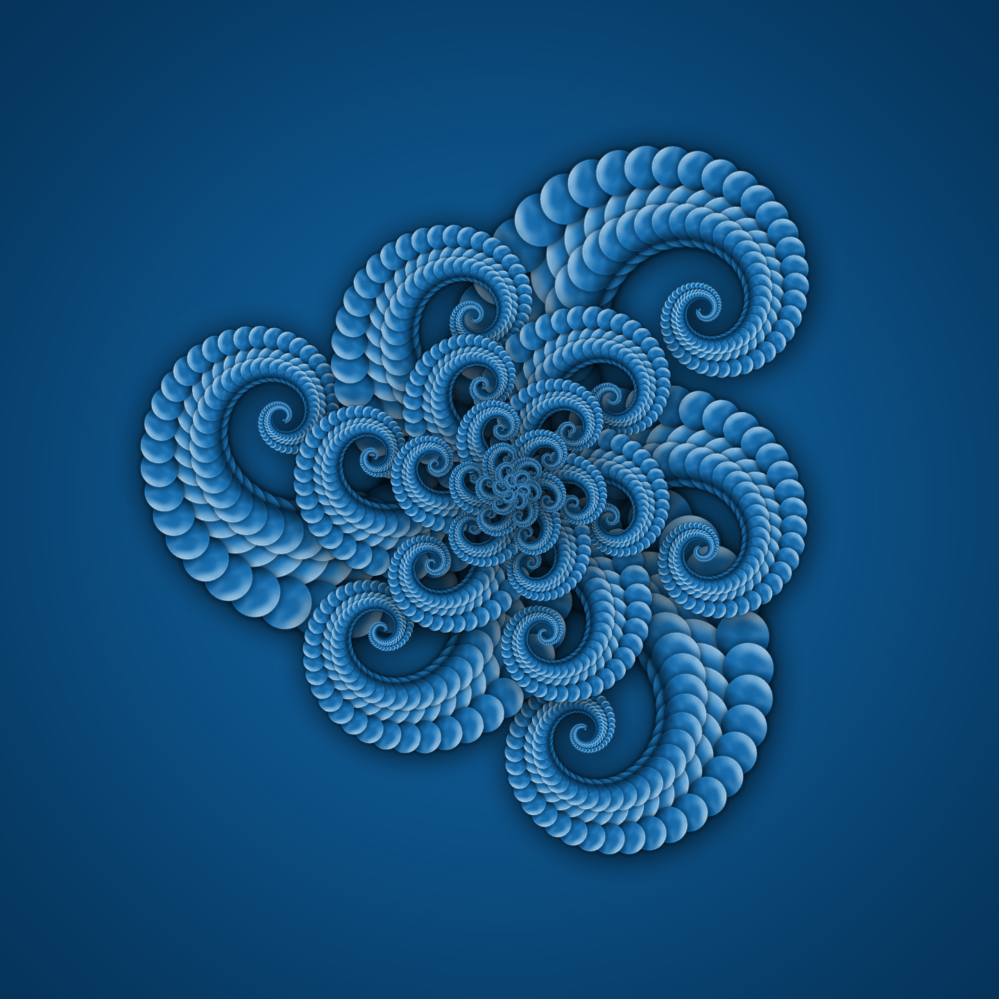 Spiral Flower Fractal in Blue