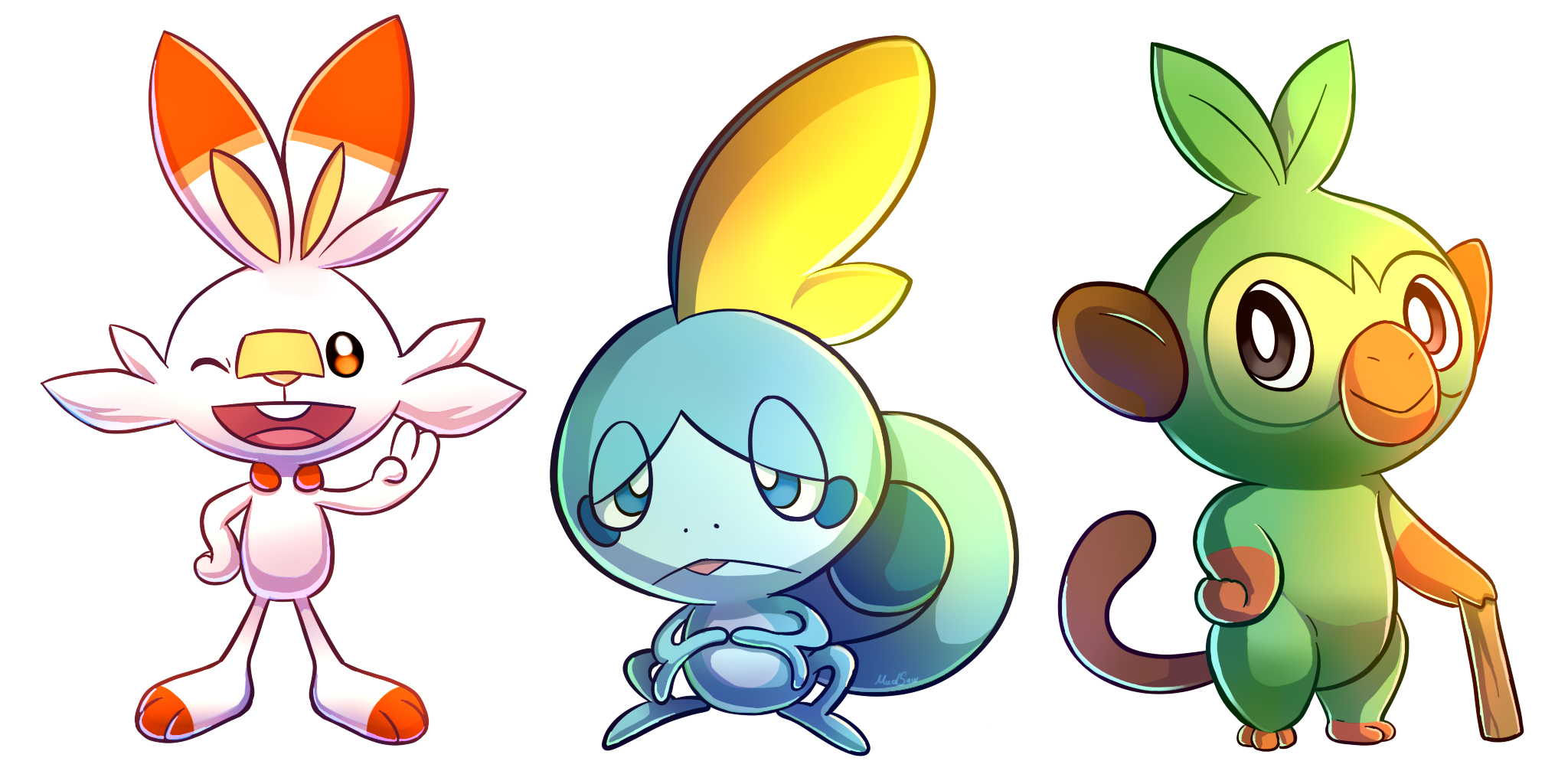 Galar Starters by MudSaw on DeviantArt