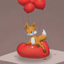 Fox on balloons