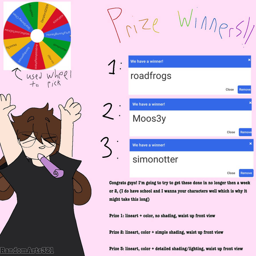 Random Winner Images Raffle winners! by RandomArts321 on DeviantArt
