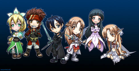 Sword Art Online Chibi Group by ghostfire