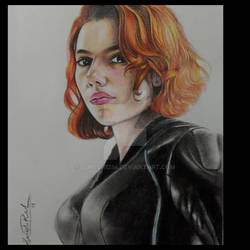 Black widow in pencil colours