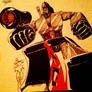 Megatron on cardboard colored