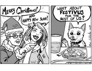 Christmas Card Commission- White Cat Meme parody
