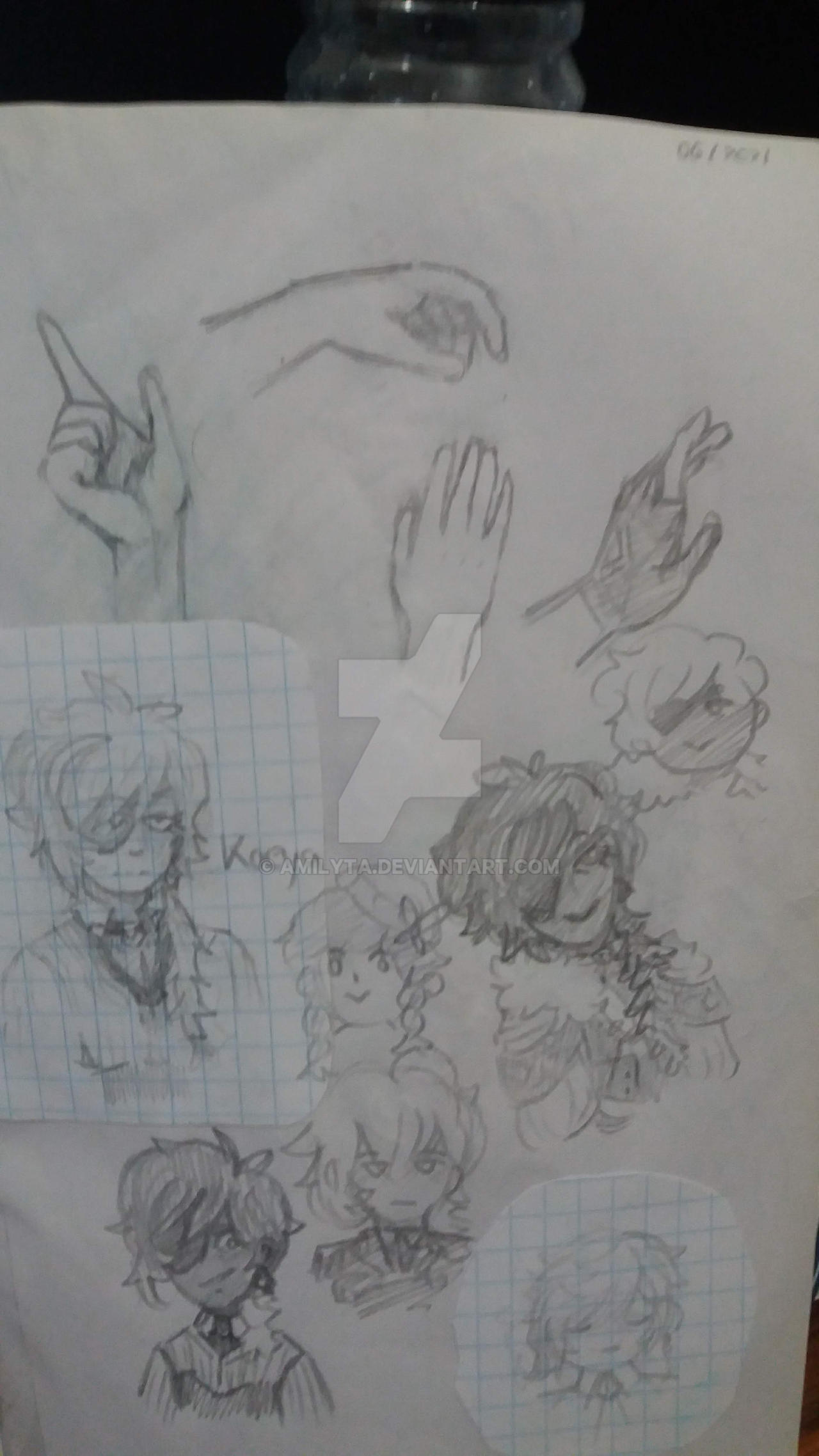 Kayea and Hand Sketches, sketchbook shot, messy by Amilyta on DeviantArt