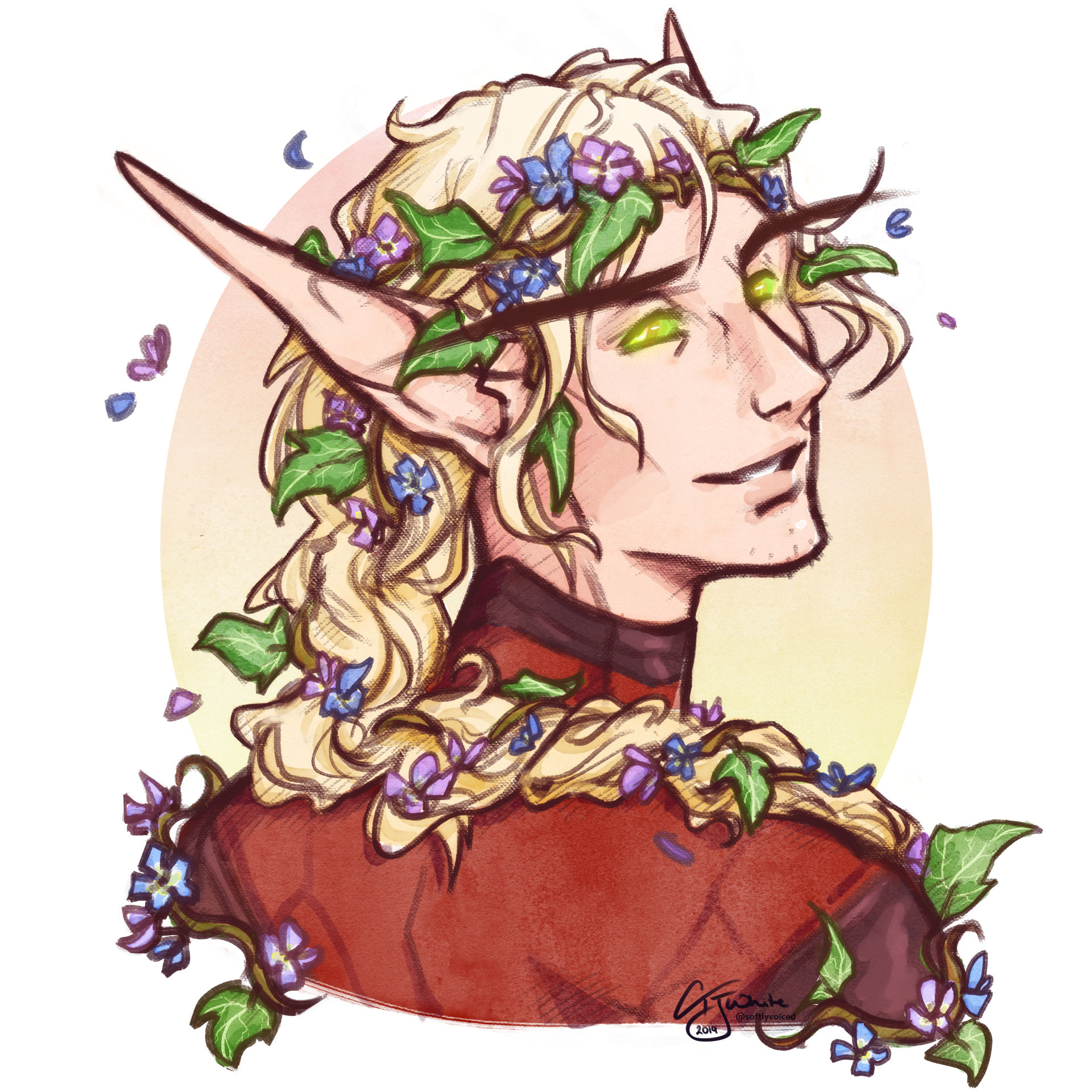 C: Forget-me-nots + Ivy by SoftlyVoiced on DeviantArt