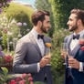 Two men in a beautiful garden