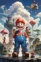 Mario Bros as a Japanese anime cartoon style