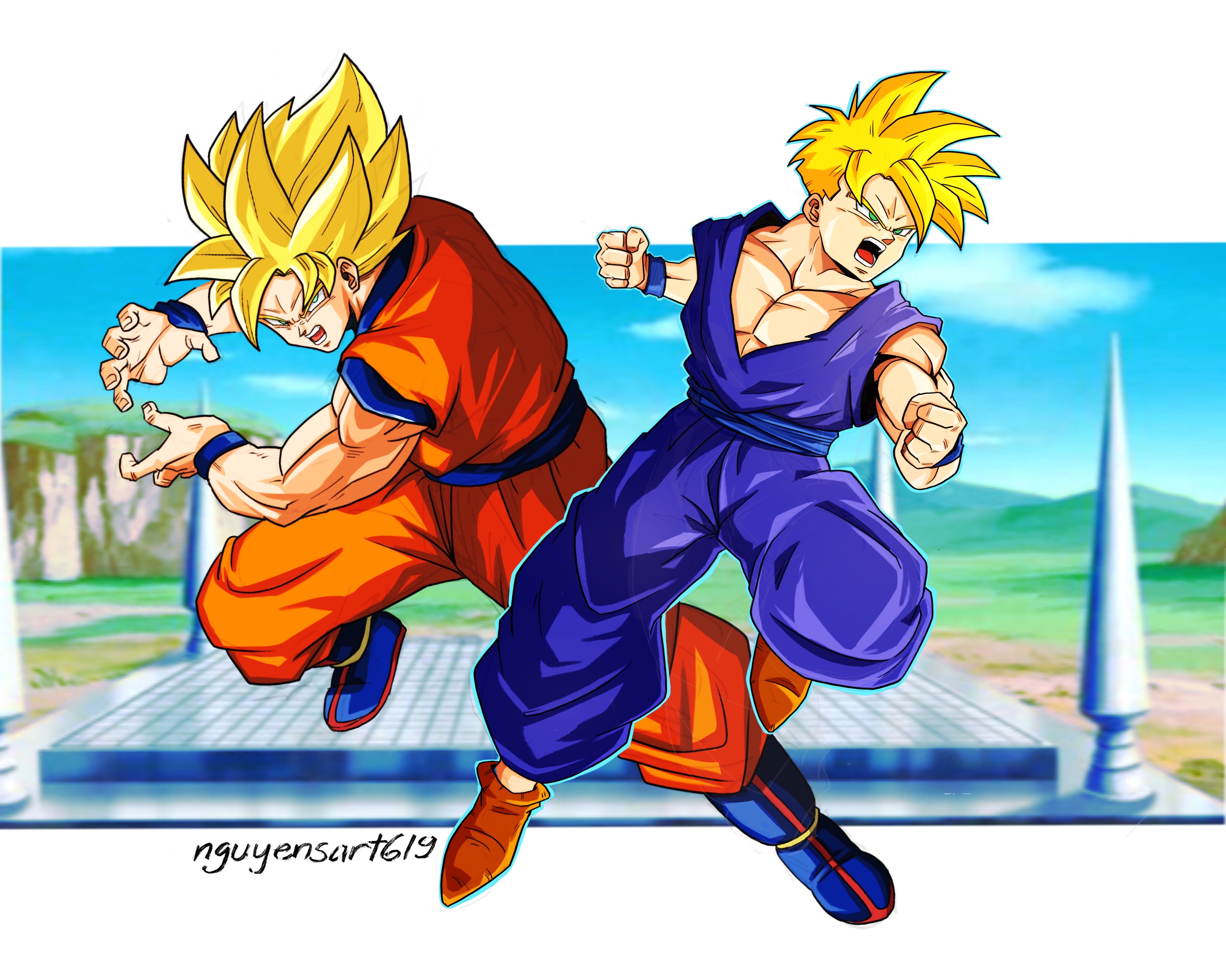 Goku e seus filhos Gohan e Goten by Valdenir9807 on DeviantArt