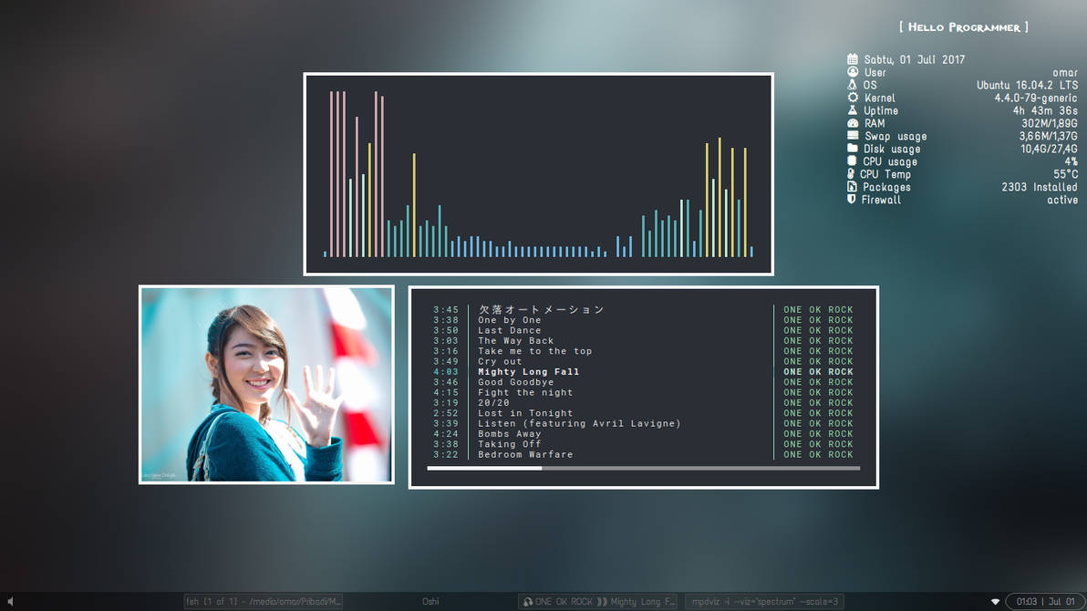 Ncmpcpp + Mpdviz by fikriomar16 on DeviantArt