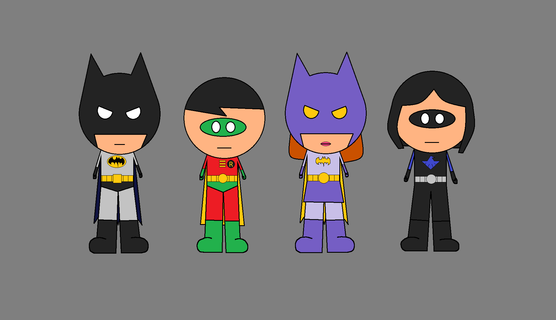 Batman, Robin, Batgirl, and Nightwing by mdfoote on DeviantArt