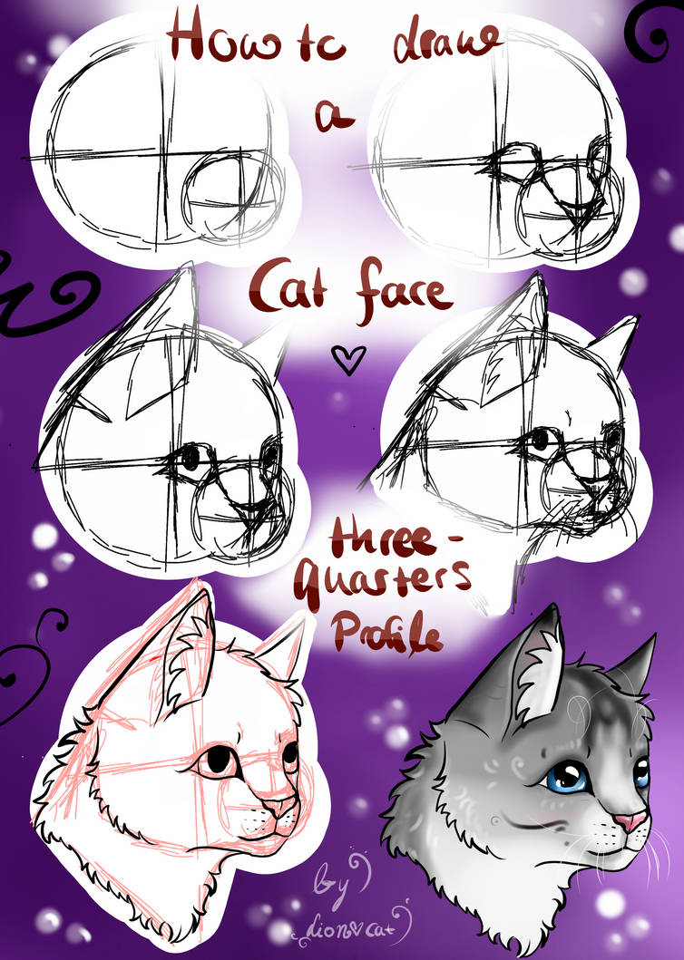 How to draw a cat face - Three-Quarters Profile by LionHeartCat on ...