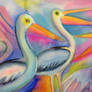 Colourful Pelicans