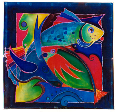 silk painting fishes