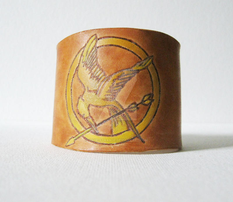 Custom Hunger Games Mockingjay Leather Cuff