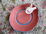 Coral Pink and Blue Clay Bowl by ange-etrange