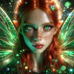 Fairy with green emerald eyes