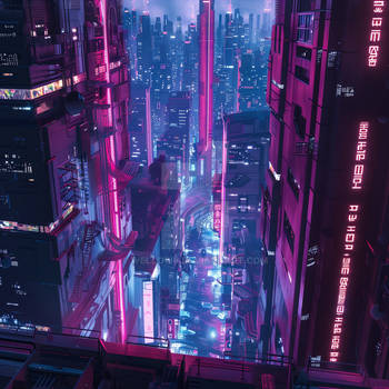 The purple view over a futuristic city