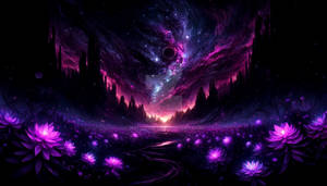 Cosmic Dark Purple Landscape