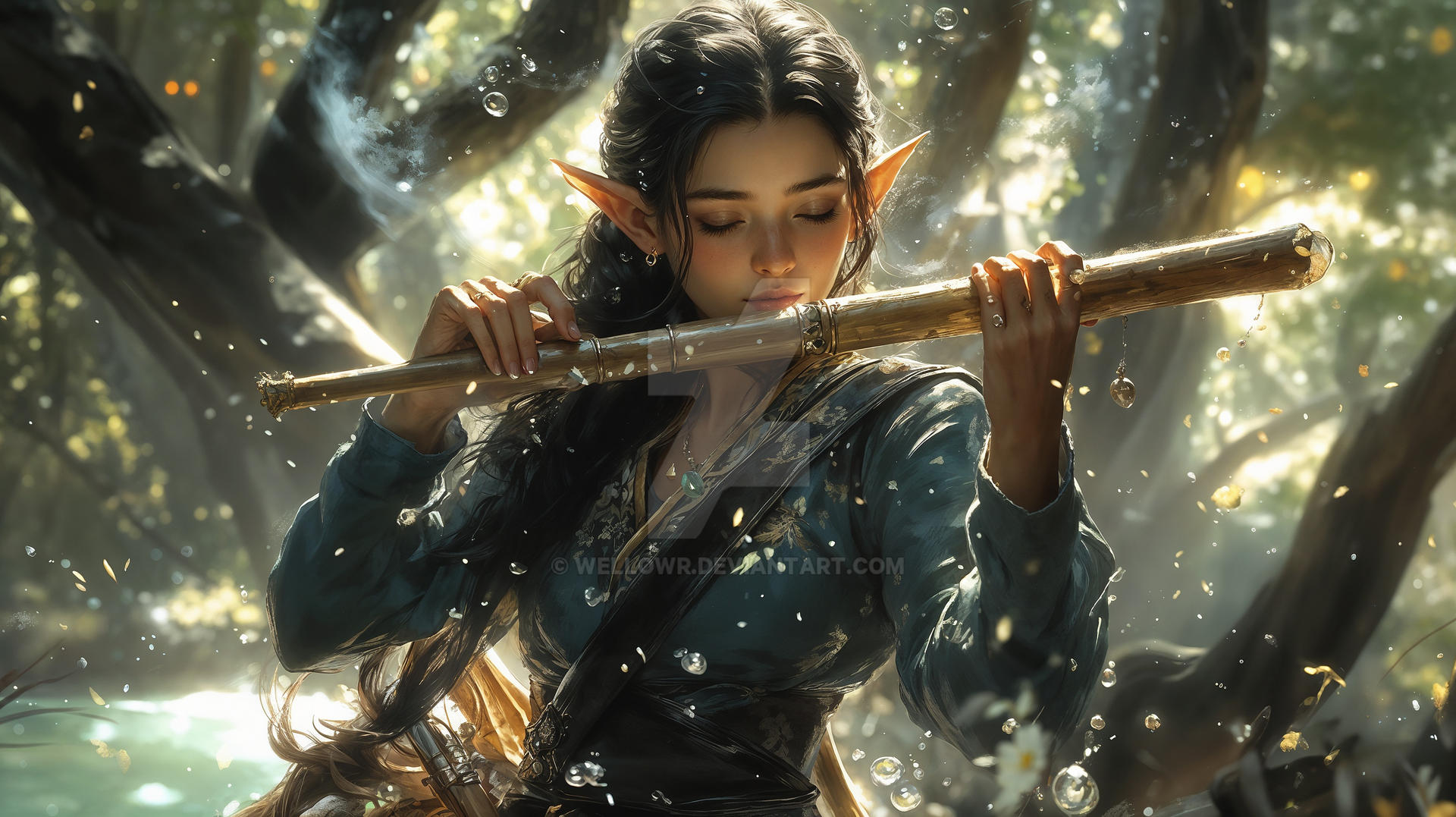 Elf Playing Computer The Elf Playing On Magical Flute In The Forest by wellowr on DeviantArt