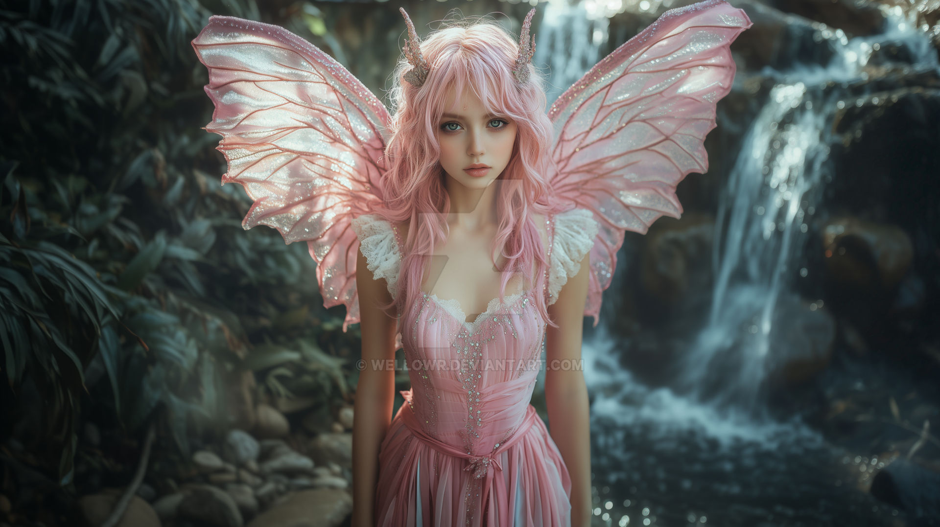 Pink Fafnir The Pink Fairy And Waterfall by wellowr on DeviantArt