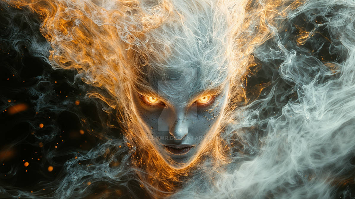 White Fire Deviantart White Smoke And Fire Surreal Portrait by wellowr on DeviantArt