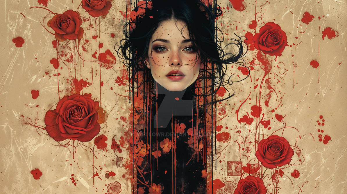 Portrait Among Roses Surreal Portrait And Red Roses by wellowr on DeviantArt