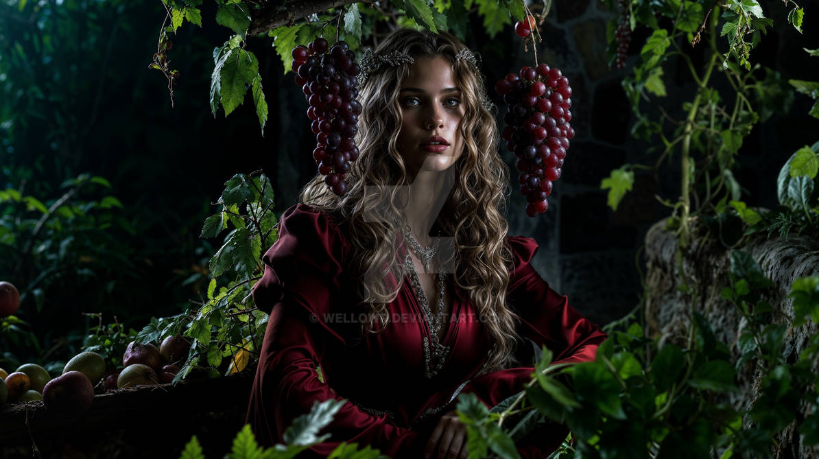 Grape Lady The Lady In Red And Grapes by wellowr on DeviantArt