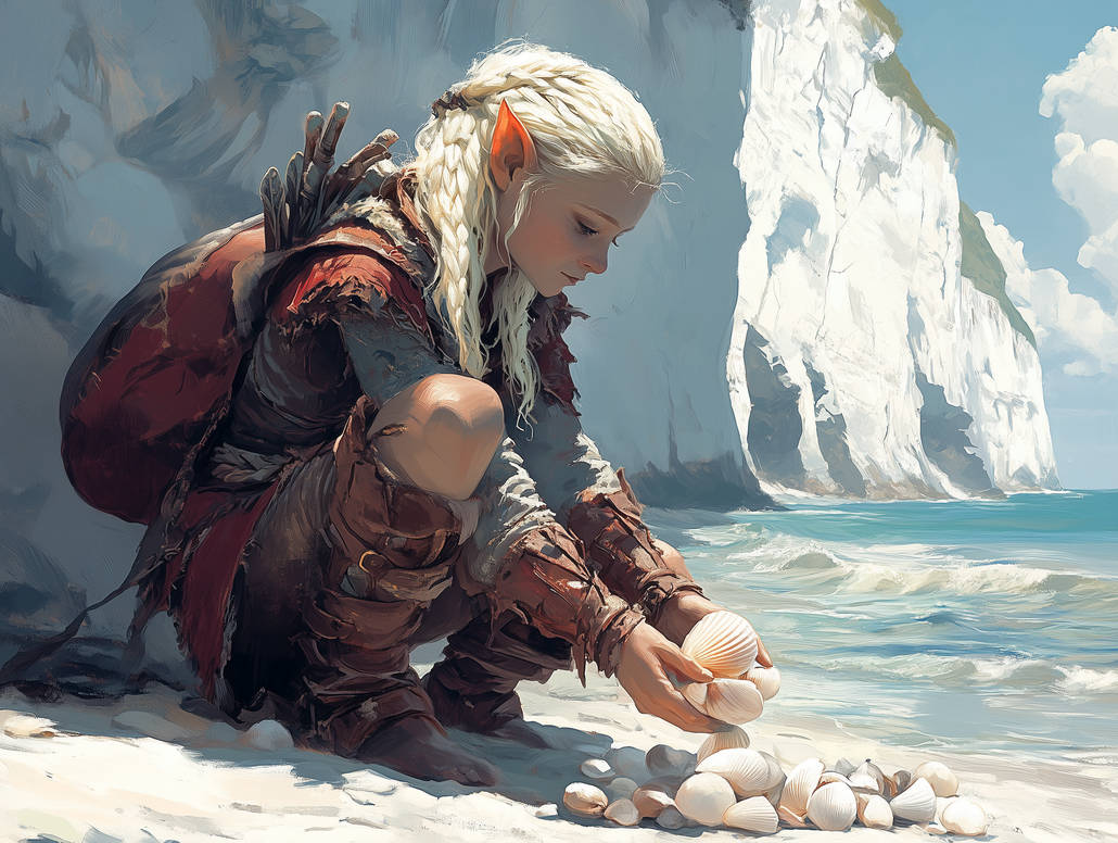 Elf Shell Pearl Elf gathering shells by SexyElvesRealm on DeviantArt