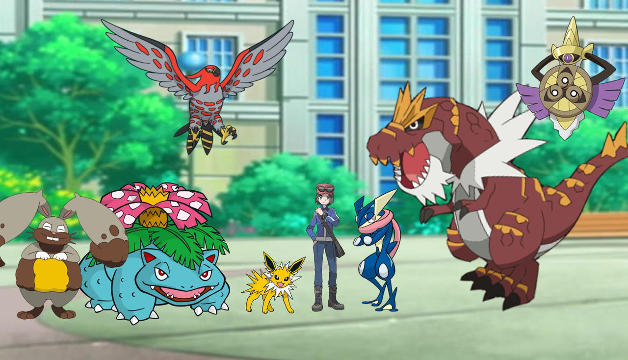 Pokemon Azurrian: Calem and his Team by Roket122333 on DeviantArt