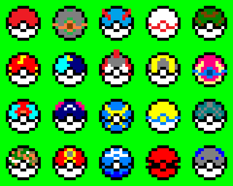 Pokeballs In Catching Rate Order Gen - Pixel Art Pokemon Pokeball