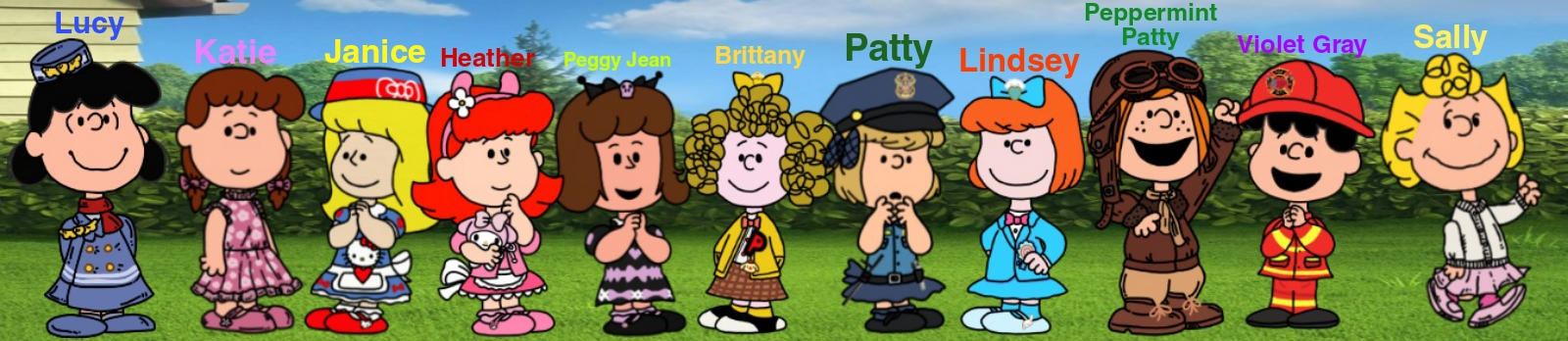 Peanuts Style Guide All Peanuts Girls with there outfits. by RexellPaulLopez08 on DeviantArt