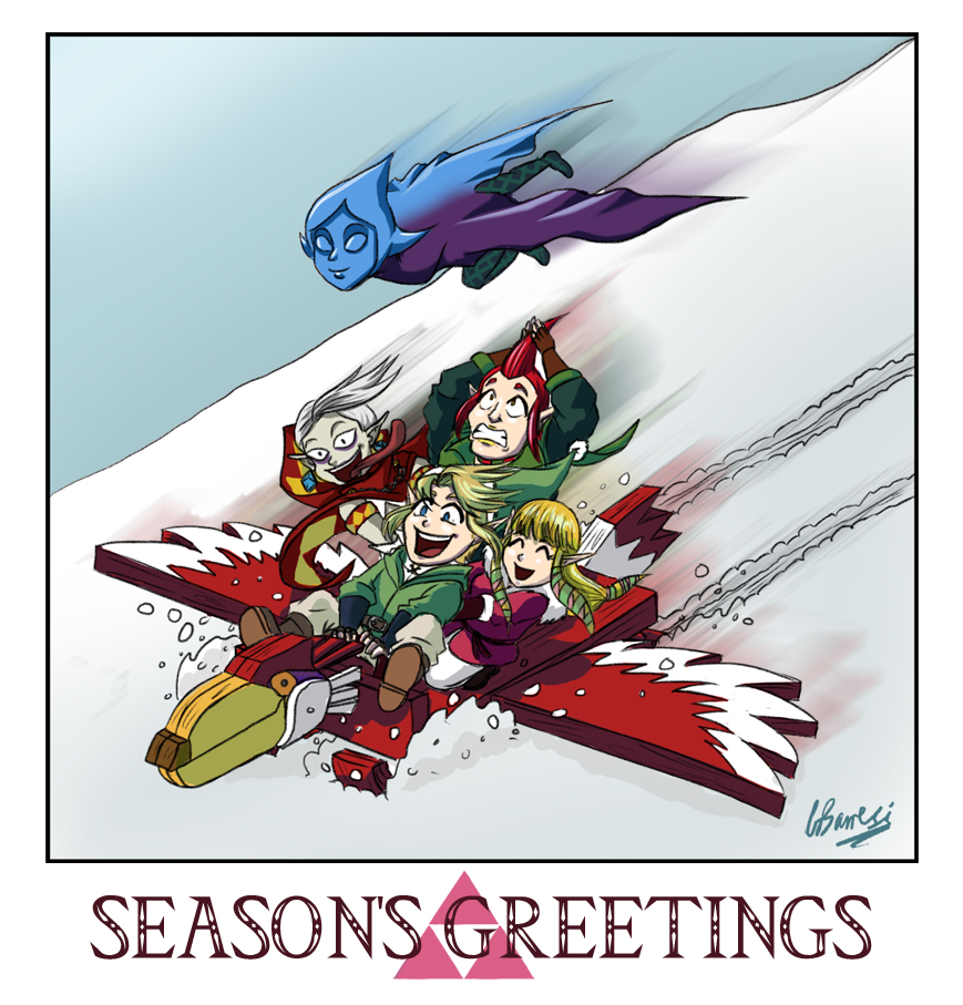 Legend of Zelda - Seasons Greetings from Skyloft by ryuuza-art