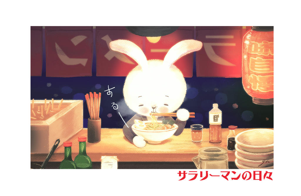 the Rabbit eats Ramen by yu2018 on DeviantArt